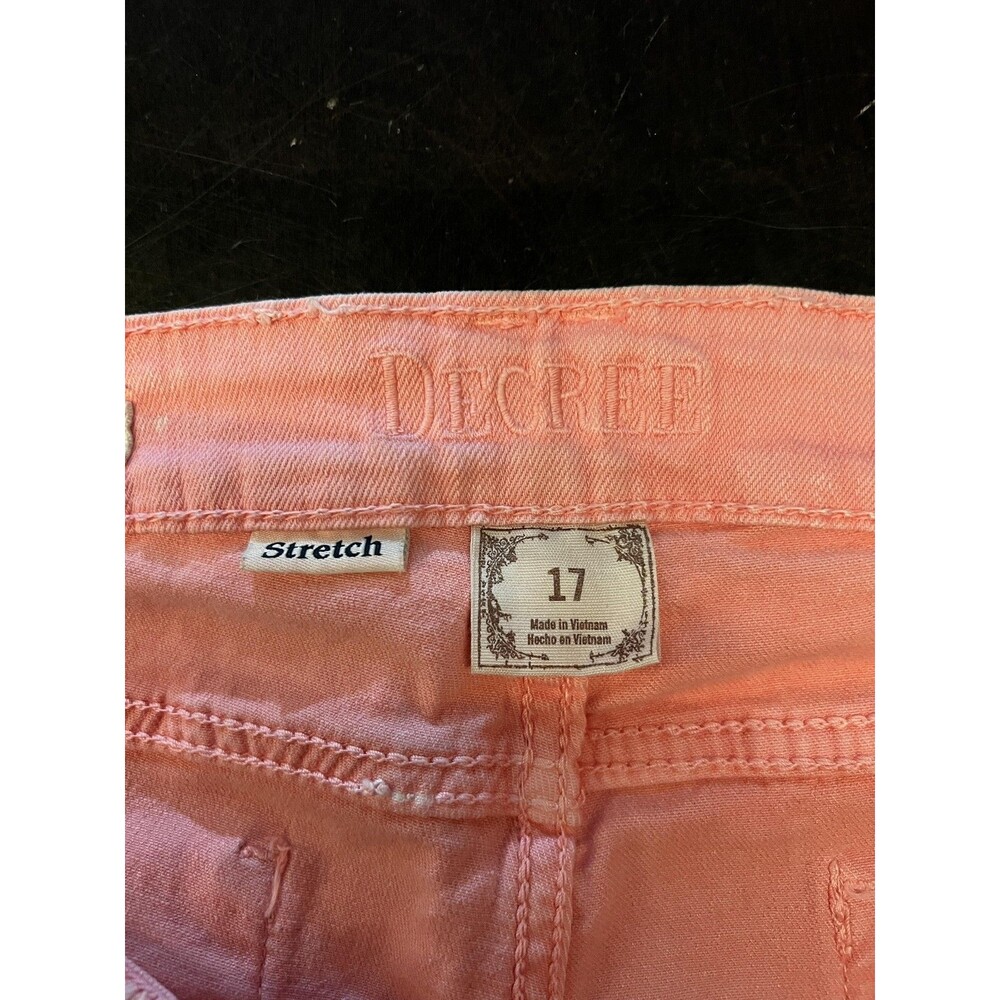 Decree Jeans Juniors 17 Pink Light Wash Super Skinny Distressed Stretch Denim - Picture 7 of 10